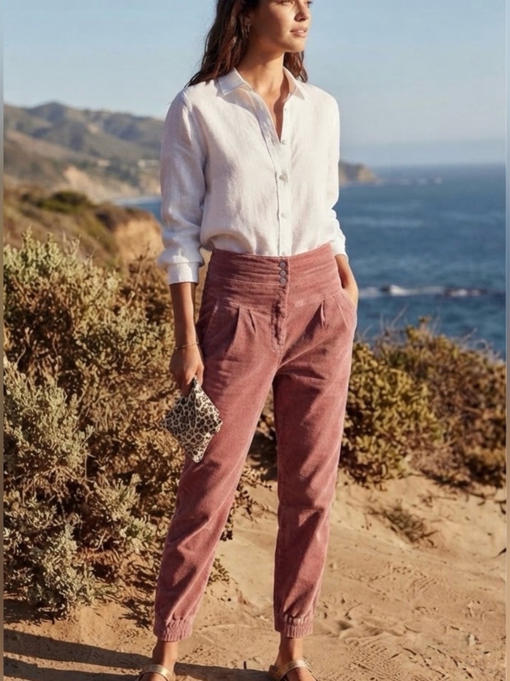 Anthropologie Kalea High-Waist  Joggers - Dusty Rose, Medium